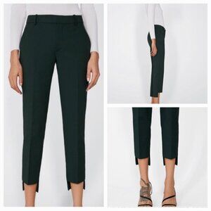 Zara Women's Asymmetrical Hem Dark Green Cropped Pants. Size 8